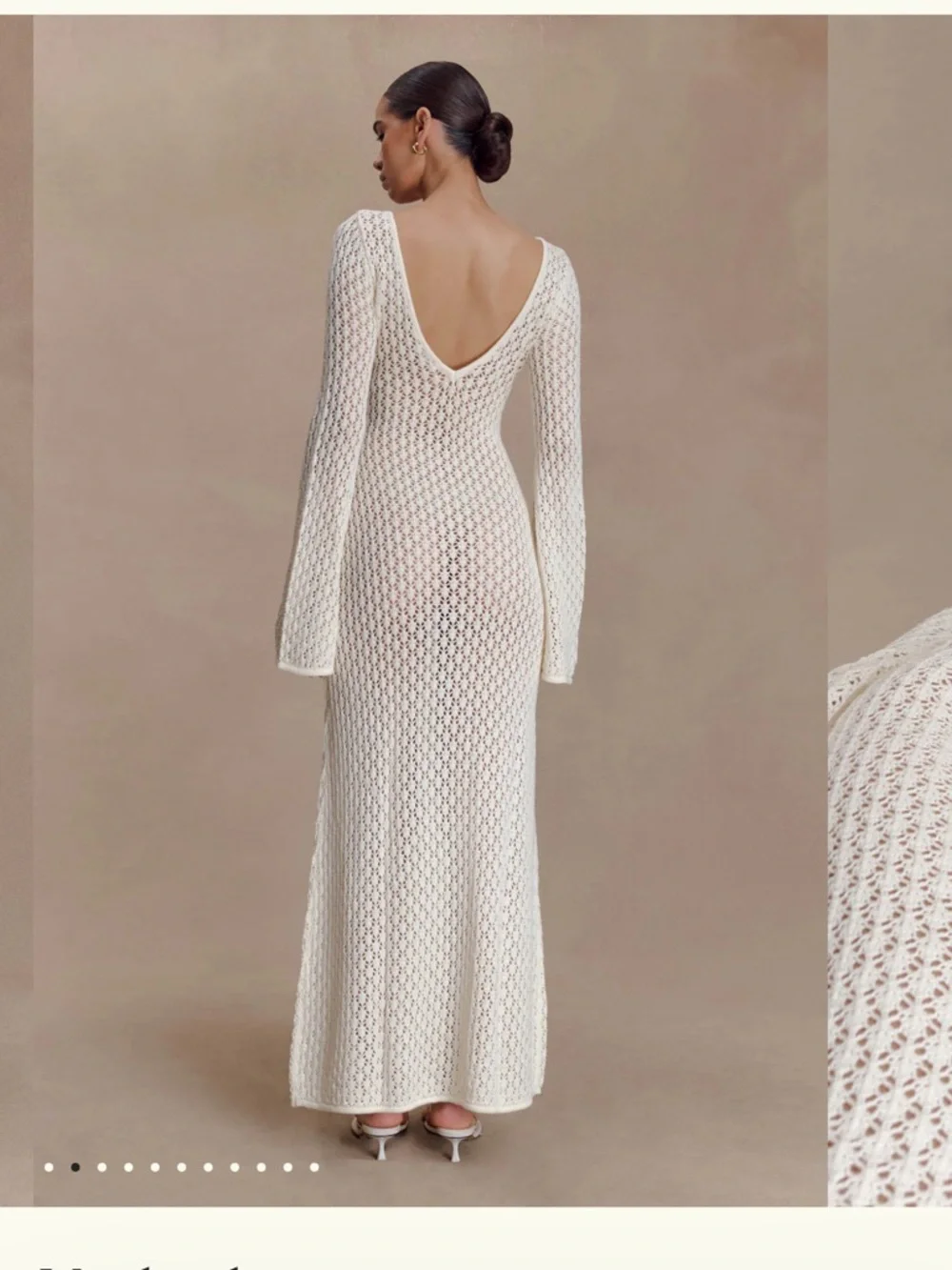 Meshki Kayleigh Crochet Fishtail Flare Sleeve Maxi Dress - Picture 2 of 5